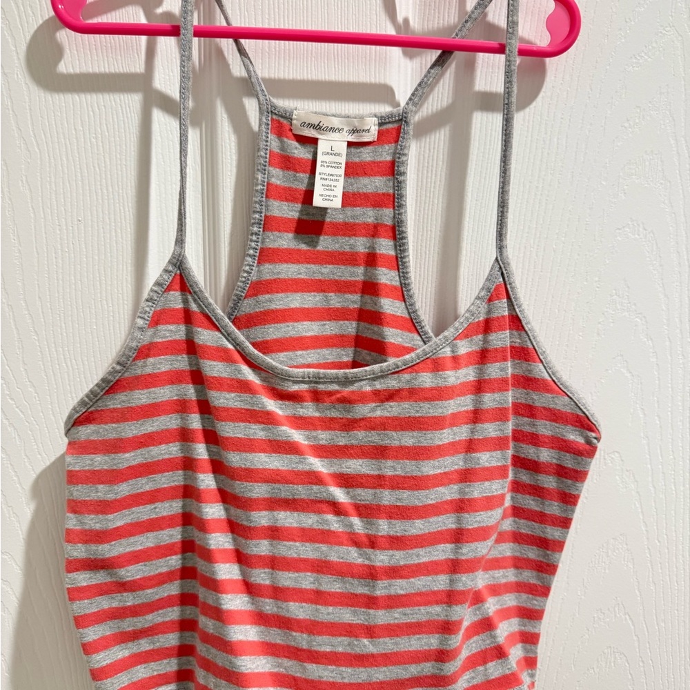 Striped Gray and Red Women's Top